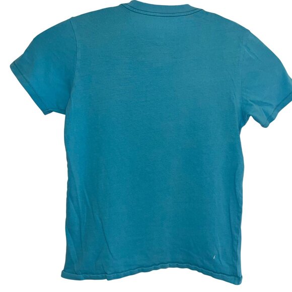 Aeropostale Varsity Team Graphic T-Shirt S/P Turquoise Cotton - Picture 8 of 10
